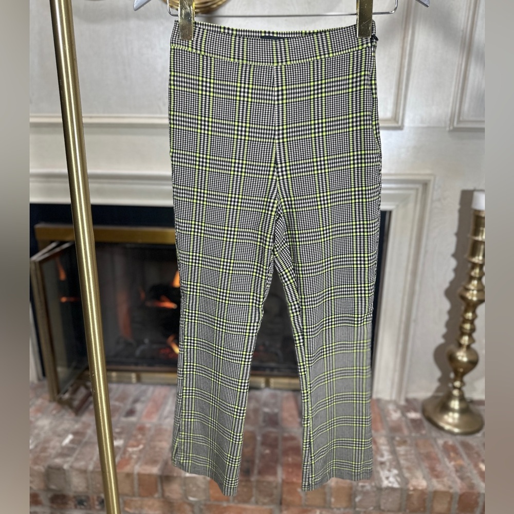 Urban Outfitters Plaid Pants 2 High Rise Neon Dark Academia